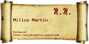 Milics Martin névjegykártya