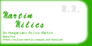 martin milics business card